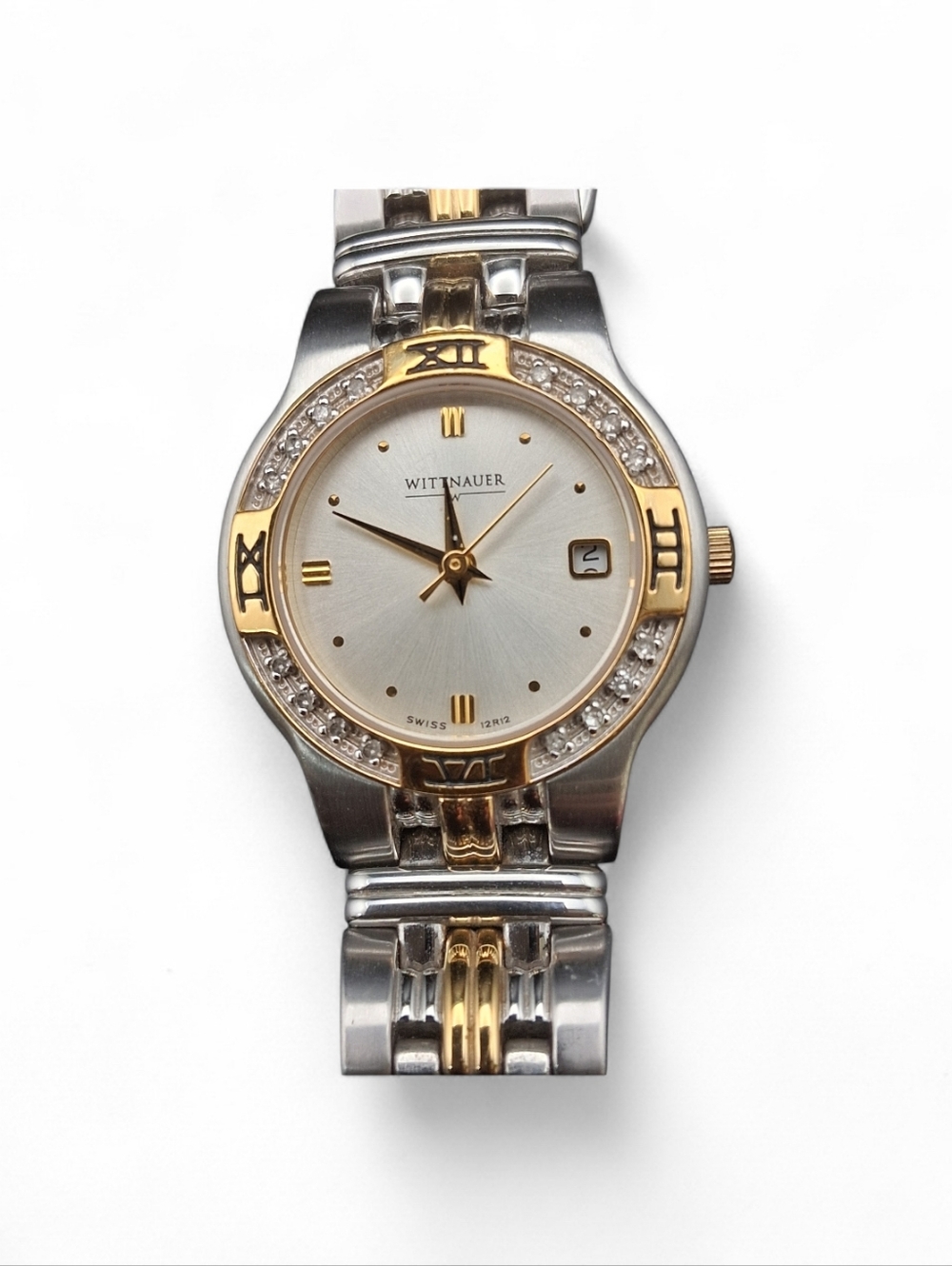 Wittnauer 2003 Diamond Accented Bezel Swiss Quartz Dress Watch